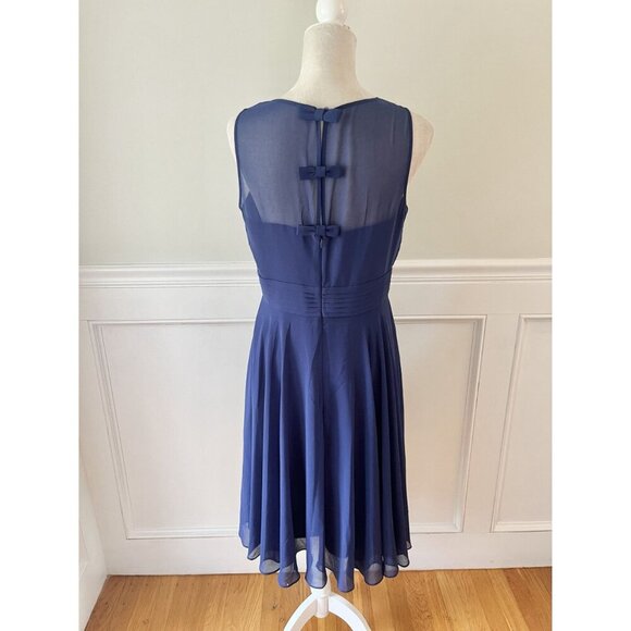 Hobbs London Ashling Dress Chiffon Bow Back Blue 8 - Picture 5 of 9